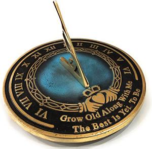 Brass Sundial - Grow Old with Me 10" Decor