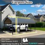 Heavy Duty 10x20 FT Metal Carport Canopy