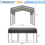10x15 FT Heavy Duty Metal Carport for Vehicles