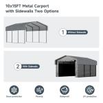 10x15 FT Heavy Duty Metal Carport Canopy