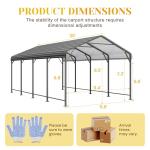 Heavy-Duty 12' x 20' Metal Carport Canopy
