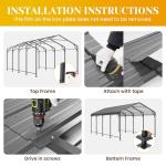Heavy-Duty 12' x 20' Metal Carport Canopy
