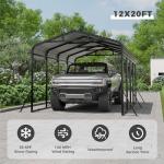 12x20 FT Metal Carport for Cars and Boats