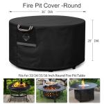 Waterproof Round Fire Pit Cover - Black 36