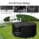 Waterproof Round Fire Pit Cover - Black 36