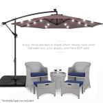 10ft Solar LED Offset Patio Umbrella - Deep Taupe