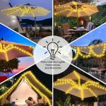 Solar Umbrella Lights with 8 Modes and Clips