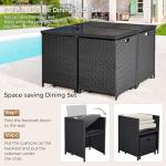 9-Piece Outdoor Rattan Dining Set with Cushions