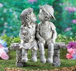 Puppy Love Garden Sculpture - Kissing Couple
