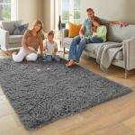 Grey Fluffy Shag Area Rug for Home Decor