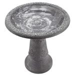 Vintage Black Fiberclay Bird Bath for Outdoors