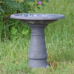 Vintage Black Fiberclay Bird Bath for Outdoors