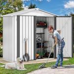 DWVO 6x4ft Lockable Steel Outdoor Storage Shed