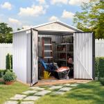 DWVO 6x4ft Lockable Steel Outdoor Storage Shed