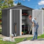 DWVO Metal Outdoor Storage Shed, Lockable Tool Shed