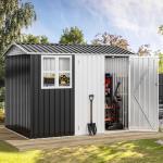 DWVO 8x6ft Lockable Metal Outdoor Storage Shed