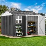 DWVO 10x8ft Metal Outdoor Storage Shed, Dark Gray