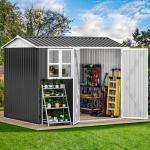 DWVO 8x6ft Lockable Metal Outdoor Storage Shed