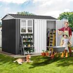 DWVO 8x6ft Lockable Metal Outdoor Storage Shed