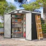 Black Metal Outdoor Storage Shed 6x4FT