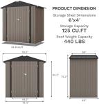 Patiowell 6x4 FT Lockable Metal Storage Shed