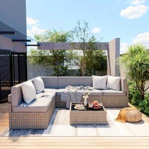 Pamapic 7-Piece Outdoor Wicker Sectional Sofa Set