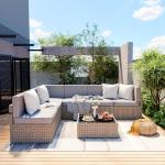 Pamapic 7-Piece Outdoor Wicker Sectional Sofa Set