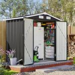 Black Metal Outdoor Storage Shed 6x4FT
