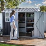 DWVO 8x6ft Outdoor Tool Storage Shed - Gray/White
