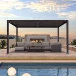 PURPLE LEAF 10' x 14' Louvered Pergola Outdoor Adjustable Louvre Shade Modern Patio Aluminum Pergola with Retractable Roof for Deck Backyard Garden Hardtop Gazebo, Bronze