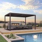 PURPLE LEAF 10' x 14' Louvered Pergola Outdoor Adjustable Louvre Shade Modern Patio Aluminum Pergola with Retractable Roof for Deck Backyard Garden Hardtop Gazebo, Bronze