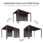 PURPLE LEAF Outdoor 10' × 14' Louvered Pergola with Detachable Louver Walls Patio Adjustable Aluminum Retractable Metal Roof for Deck Backyard Hardtop Gazebo Sun Shade, 1 Short and 1 Long Sides Bronze