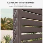 PURPLE LEAF Outdoor 10' × 14' Louvered Pergola with Detachable Louver Walls Patio Adjustable Aluminum Retractable Metal Roof for Deck Backyard Hardtop Gazebo Sun Shade, 1 Short and 1 Long Sides Bronze