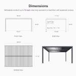 PURPLE LEAF Louvered Pergola 94AS 10' x 14' Outdoor Aluminum Pergola with Shade Screen Adjustable Roof for Deck Backyard Grey Hardtop Gazebo, 1 Long Side
