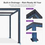 PURPLE LEAF Louvered Pergola 10' x 12' Outdoor Aluminum Pergola with Hidden Drainage System and White Adjustable Sun Shade Roof Patio Hardtop Small Pergolas for Deck Porch Garden