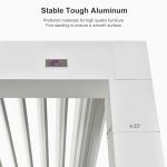 PURPLE LEAF Louvered Pergola 10' x 12' Outdoor White Aluminum Pergola with Fixed Shutter Wall Adjustable Roof Gazebo for Patio Backyard, 1 Long Side and 1 Short Side