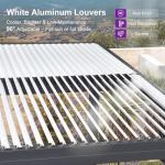 PURPLE LEAF Louvered Pergola 10' x 12' Outdoor Aluminum Pergola with Hidden Drainage System and White Adjustable Sun Shade Roof Patio Hardtop Small Pergolas for Deck Porch Garden