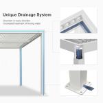 PURPLE LEAF Louvered Pergola 10' x 12' Outdoor White Aluminum Pergola with Fixed Shutter Wall Adjustable Roof Gazebo for Patio Backyard, 1 Long Side and 1 Short Side