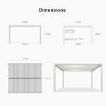 PURPLE LEAF Louvered Pergola 10' x 12' Outdoor White Aluminum Pergola with Fixed Shutter Wall Adjustable Roof Gazebo for Patio Backyard, 1 Long Side and 1 Short Side