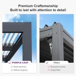 PURPLE LEAF Louvered Pergola 10' x 12' Outdoor Aluminum Pergola with Hidden Drainage System and White Adjustable Sun Shade Roof Patio Hardtop Small Pergolas for Deck Porch Garden