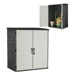 Suncast 106 Cu Ft Extra Large Vertical Outdoor Storage Shed - Resin Shed & Outdoor Storage with Floor and Lockable Double Doors, Weatherproof for Garden Tools, Pool Equipment, & Patio Cushions
