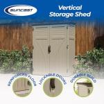 Suncast Outdoor Storage Shed, Water Resistant Resin Vertical Outdoor Storage Cabinet for Patio, Garden Tools, Cushions, & Equipment, Weatherproof Multi-Wall Design, 54 cu. ft., Made in USA