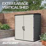 Suncast 106 Cu Ft Extra Large Vertical Outdoor Storage Shed - Resin Shed & Outdoor Storage with Floor and Lockable Double Doors, Weatherproof for Garden Tools, Pool Equipment, & Patio Cushions
