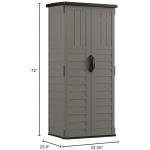 Suncast 22 Cubic Ft. Vertical Resin Outdoor Storage Shed with Lockable Double Doors, Weather-Resistant Multi-Wall Panels, Stoney