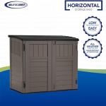 Suncast 34 Cu Ft Horizontal Resin Storage Shed - Outdoor Storage Shed with Floor Included, Lockable, Weatherproof, Fits Small to Medium Trash Cans, Generators, & Garden Tools, Stoney Black