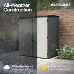 Suncast 106 Cu Ft Extra Large Vertical Outdoor Storage Shed - Resin Shed & Outdoor Storage with Floor and Lockable Double Doors, Weatherproof for Garden Tools, Pool Equipment, & Patio Cushions