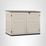 Suncast 5.9 ft. x 3.7 ft Horizontal Stow-Away Storage Shed - Natural Wood-Like Outdoor Storage for Trash Cans and Yard Tools - All-Weather Resin, Hinged Lid, Reinforced Floor - Made in The USA