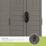 Suncast 22 Cubic Ft. Vertical Resin Outdoor Storage Shed with Lockable Double Doors, Weather-Resistant Multi-Wall Panels, Stoney
