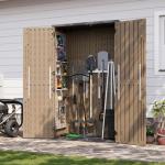 Aoxun Outdoor Storage Shed with Floor, 64 Cu.Ft Large Outdoor Storage Cabinet, Waterproof Vertical Resin Shed for Garden Tools, Pool Equipment, Brown