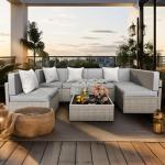 Pamapic 7-Piece Outdoor Wicker Sectional Sofa Set